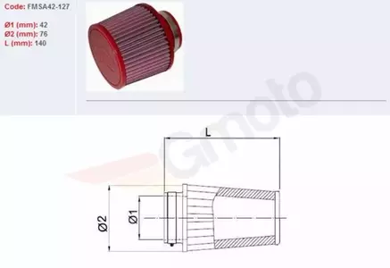 BMC 42mm kónický vzduchový filter - FMSA42-127 - FMSA42-127
