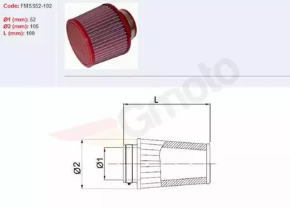 Filtr powietrza stożkowy BMC 52mm - SS52-102 - SS52-102