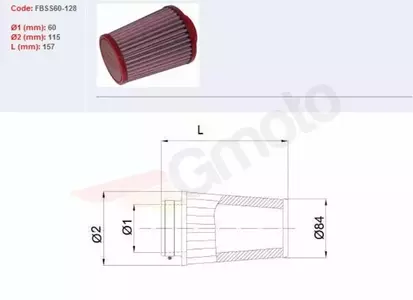 Filtr powietrza stożkowy BMC 60mm - FBSS60-128 - FBSS60-128