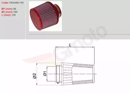 Filtr powietrza stożkowy BMC 66mm - FMSA66-110 - FMSA66-110