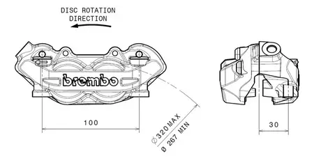 Brembo P4 čeljust kočnice prednja lijeva 32mm crna-2