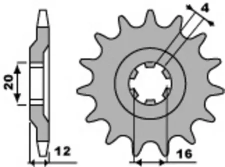 Ritzel PBR Stahlkettenrad vorne  2087 14Z Größe 428 - 2087.14.18NC
