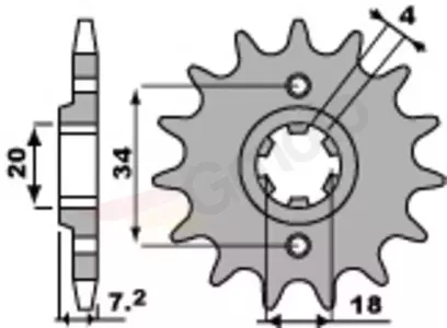 Pignone anteriore in acciaio PBR 329 12Z misura 520 - 329.12.18NC