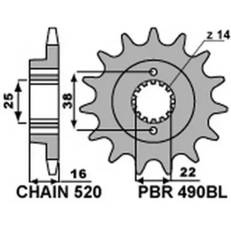 Ritzel PBR Stahlkettenrad vorne  490BL 15Z Größe 520 - 490BL.15.18NC