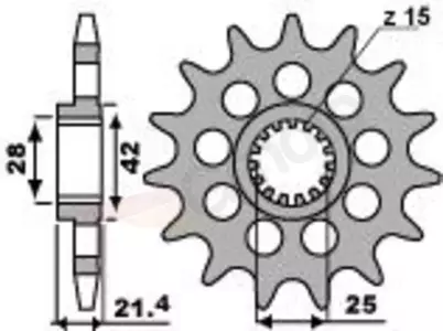 PBR 2150 15Z främre kedjehjul i stål storlek 525 - 2150.15.18NC
