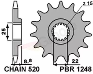 Främre stålkedjehjul PBR 1248 15z storlek 520-1