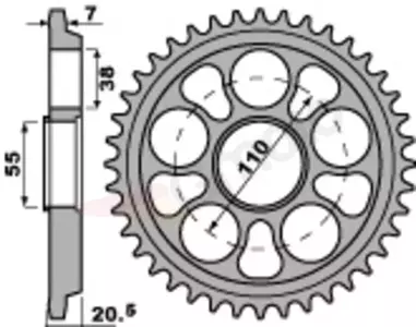 Hliníkové zadné reťazové koleso PBR 4320 Ultra-Light 36Z veľkosť 525 - 4320.36.LD