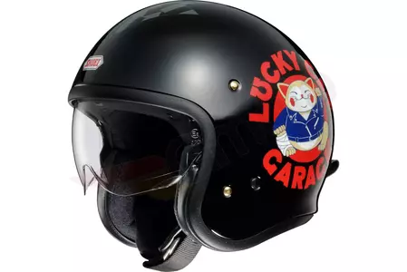 Shoei J.O. motorcykelhjelm med åbent ansigt. Lucky Cat Garage TC-5 XS-1
