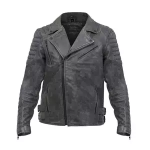 Broger Ohio giacca da moto in pelle vintage grigio 4XL-1