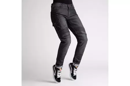 Ženske motoristične jeans hlače Broger Ohio Lady oprane črne W34L30-1