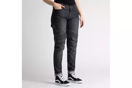 Ženske motoristične jeans hlače Broger Ohio Lady oprane črne W34L30-2