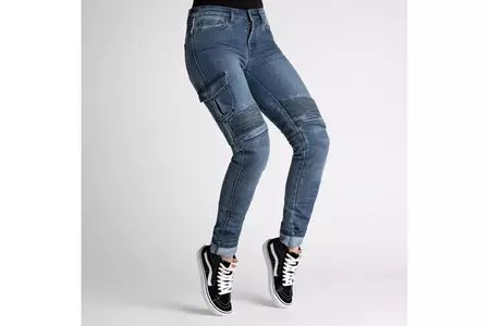 Ženske motoristične jeans hlače Broger Ohio Lady sprana modra W24L30-2