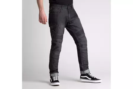 Calças de motociclismo Broger Ohio jeans preto lavado W30L34-1