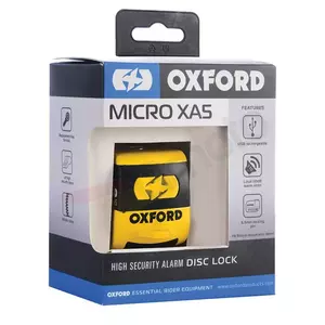 Oxford Micro XA5 bremžu diska slēdzene ar signalizāciju melni dzeltena-2