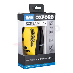 Oxford Screamer XA7 bremseskivelås med alarm 7 mm sort gul-2