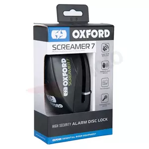 Ključavnica zavornega diska Oxford Screamer XA7 s 7 mm alarmom črna-2