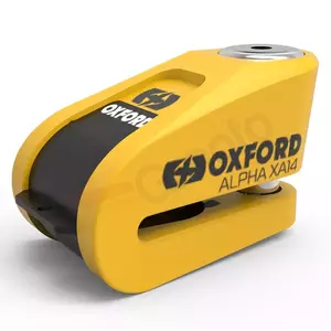 Blokada tarczy hamulcowej Oxford Alpha XA14 14mm z alarmem czarno-żółta