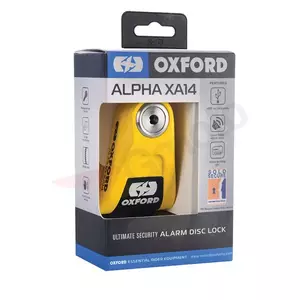 Oxford Alpha XA14 14mm de blocare a discurilor de frână cu alarmă neagră și galbenă-2