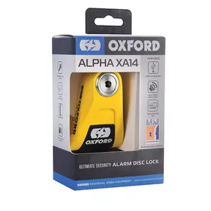 Oxford Alpha XA14 14mm remschijfslot met alarm zwart en geel-4