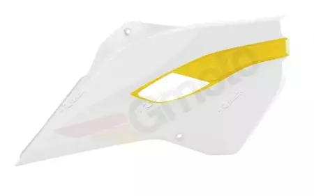 Tapas de radiador Racetech Husqvarna color OEM blanco y amarillo - CVHSQBNGQ14