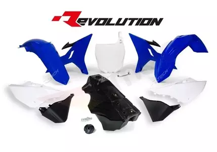 Komplet plastików Racetech Revolution + zbiornik paliwa Yamaha YZ 125 250 kolor OEM niebiesko-biało-czarna - KITYZ0-BL0-016