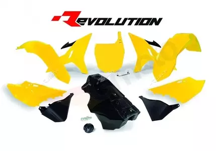 Kit plastique RACETECH Revolution + réservoir jaune/noir Yamaha YZ125/250 - KITYZ0-GY0-016