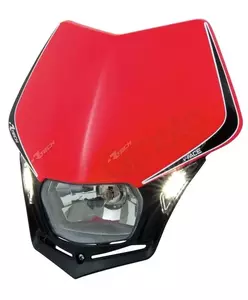 Lampa przednia LED z osłoną Racetech V-Face czerwony - MASKRSNR009