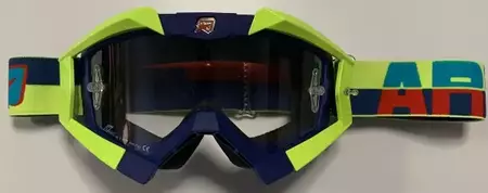 Óculos de proteção para motociclistas Ariete Riding Crows RollOff Ready azul-marinho e amarelo fluo - 13950-C179