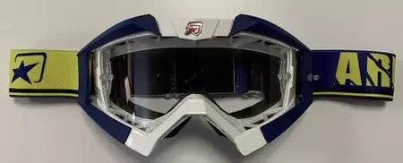 Ariete Riding Crows RollOff Ready óculos de proteção para motociclismo branco e azul-marinho - 13950-C166