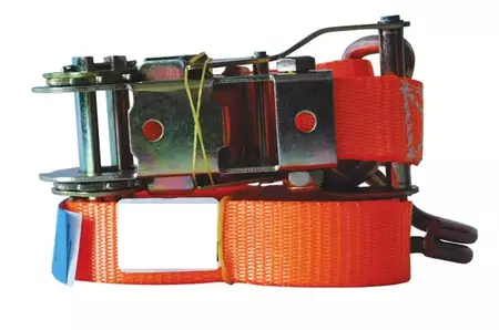 Přepravní pás s háčky a přezkou 2,5 cm x 300 cm 1t Biketec červený - PAS03B