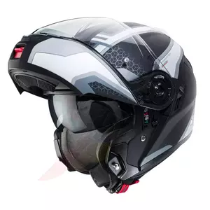 Capacete de motociclista Caberg Levo Sonar preto/branco/cinzento/prateado mate XS-3