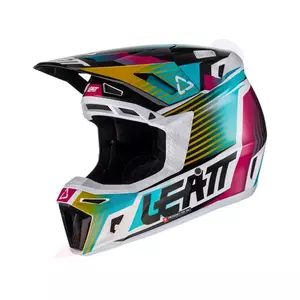 Leatt GPX 8.5 V22 cross enduro helma na motorku + Velocity 5.5 aqua brýle tyrkysové černé růžové S-2