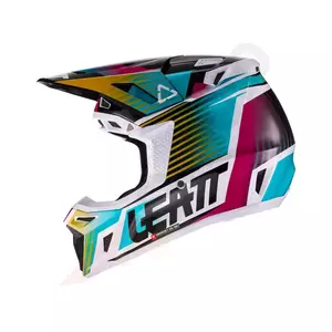 Leatt GPX 8.5 V22 cross enduro helma na motorku + Velocity 5.5 aqua brýle tyrkysové černé růžové S-3
