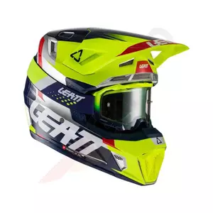 Leatt GPX 7.5 V22 cross enduro motorcykelhjelm + Velocity 4.5 beskyttelsesbriller gul fluo navy hvid XL-1