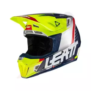 Leatt GPX 7.5 V22 cross enduro motorcykelhjälm + Velocity 4.5 skyddsglasögon gul fluo marin vit XL-2