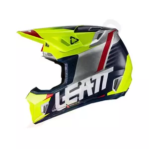 Leatt GPX 7.5 V22 cross enduro motorcykelhjälm + Velocity 4.5 skyddsglasögon gul fluo marin vit XL-3