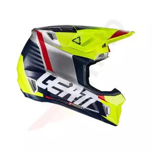 Leatt GPX 7.5 V22 cross enduro motorcykelhjelm + Velocity 4.5 beskyttelsesbriller gul fluo navy hvid XL-4