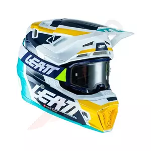 Leatt GPX 7.5 V22 cross enduro κράνος μοτοσικλέτας + Velocity 4.5 aqua μπλε κίτρινο λευκό γυαλιά XL-1
