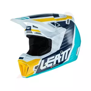 Leatt GPX 7.5 V22 cross enduro motociklu ķivere + Velocity 4.5 aqua blue yellow white brilles XL-2
