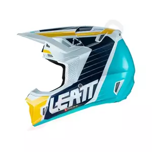 Leatt GPX 7.5 V22 cross enduro motociklu ķivere + Velocity 4.5 aqua blue yellow white brilles XL-3