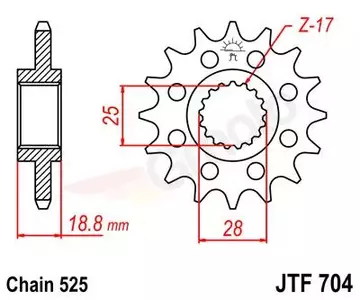 Roda dentada dianteira JR 2078 17z (JTF704.17)-1