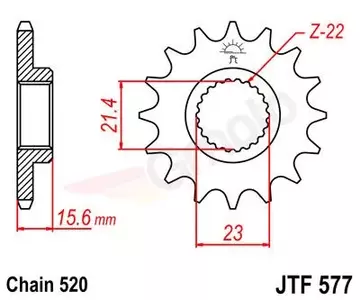 Forreste tandhjul JR 441 14z (JTF577.14) - 44114JR