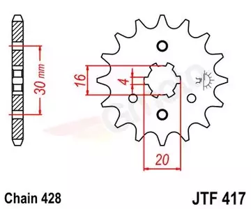 Piñón delantero JR 517 14z (JTF417.14) - 51714JR