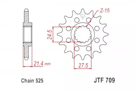 Zębatka przód JT JTF709.15, 15z rozmiar 525-2