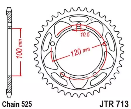 Kettenrad hinten Stahl JT JTR713.41, 41 Zähne Teilung 525-2