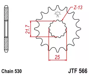 JT roda dentada dianteira JTF566.15RB, 15z tamanho 530 com amortecedor de vibrações - JTF566.15RB