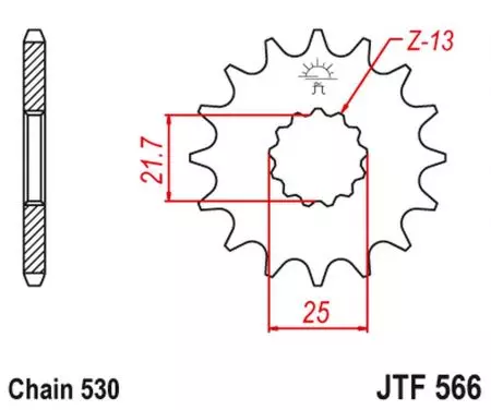 JT roda dentada dianteira JTF566.15RB, 15z tamanho 530 com amortecedor de vibrações-2