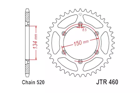 JT aluminium achtertandwiel JTA460.46BLK, 46z maat 520 zwart-1