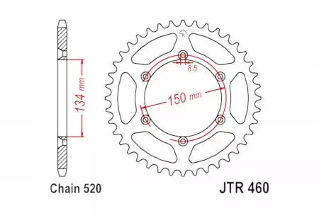 Zębatka tył aluminiowa JT JTA460.46BLK, 46z rozmiar 520 czarna-2