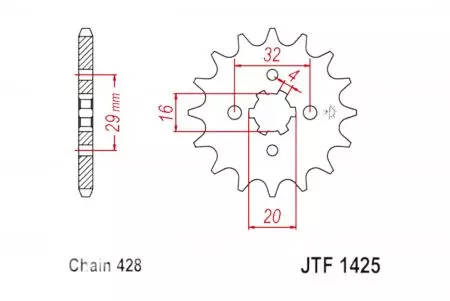 Přední řetězové kolo JT JTF1425.13, 13z velikost 428-2